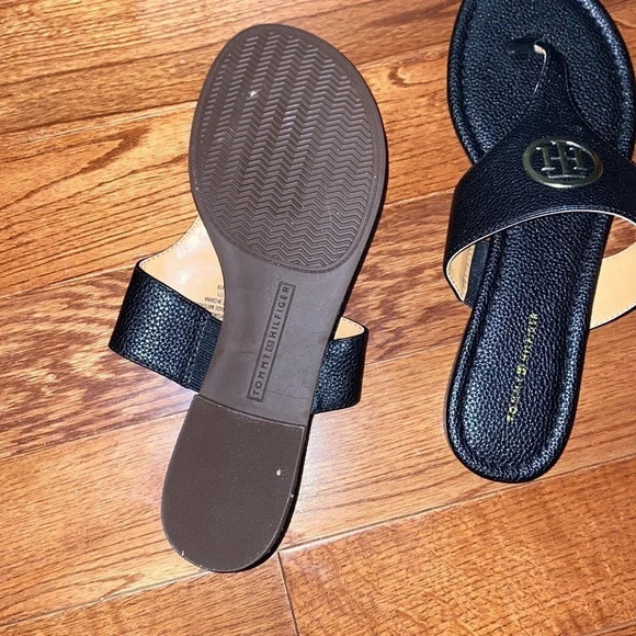 Tommy Hilfiger black thong logo slippers 9.5 - Picture 5 of 11
